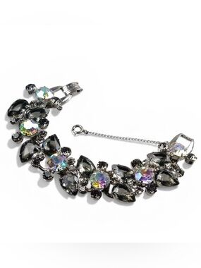 Vintage Juliana Gray AB 5 Link Silver-tone Bracelet High End Glamorous Designer